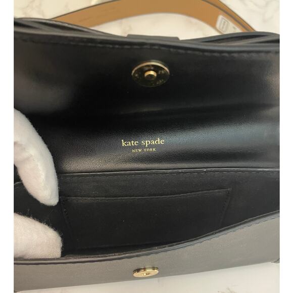 KATE SPADE Adjustable Black Leather Bow Belt Bag NWT - Picture 5 of 8